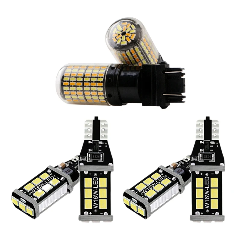 

2Pcs LED Bulb Switchback White Amber Signal Light with 4Pcs Bright White Canbus LED Bulb for Car Reverse Lights 912 921