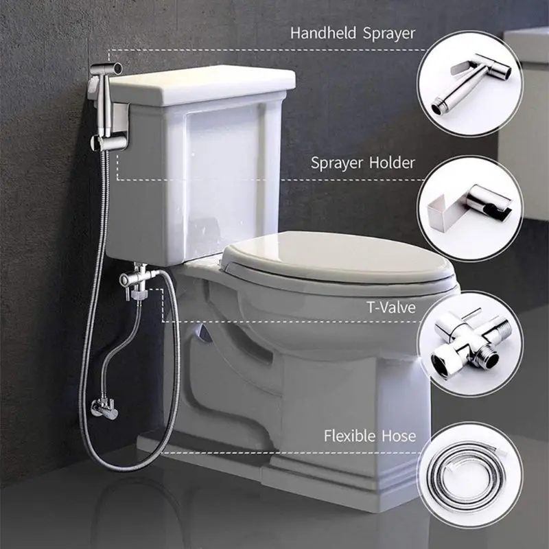 

Handheld Stainless Steel Bidet Sprayer Diaper Sprayer Set for Bathroom Baby Cloth Diaper Bidets Attachment Toilet
