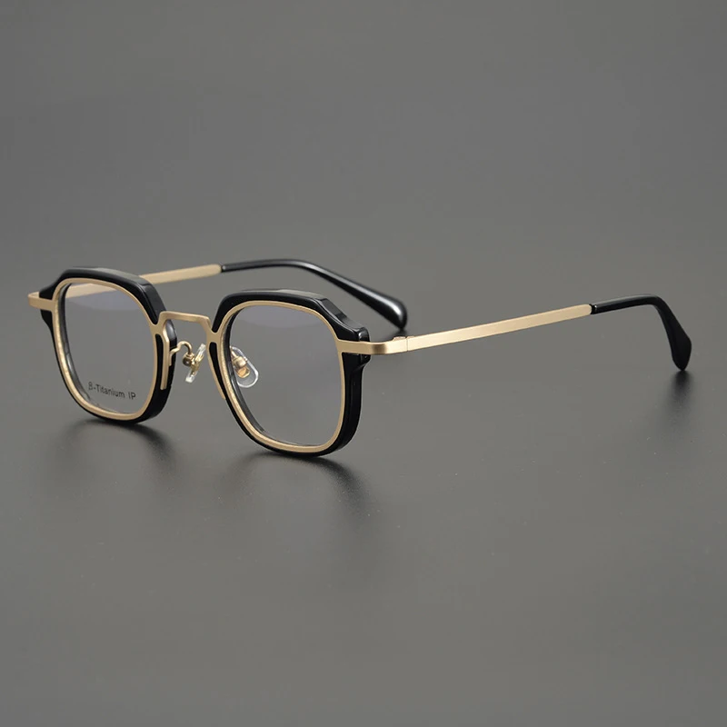

2021 Vintage Titanium EyeGlasses Frame Men Optical Myopia Prescription Eyeglasses Acetate Frame Women Luxury Brand Small Eyewear