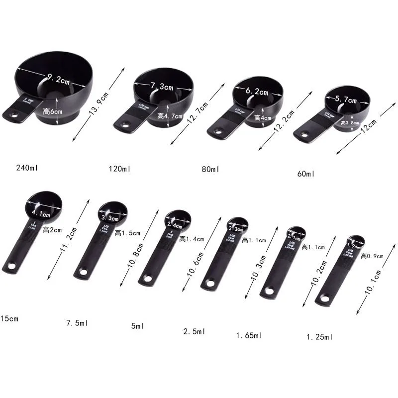 

10Pcs-set Double-scale Kitchen Measuring Spoons Coffee Sugar Scoop Teaspoon Cake Baking Flour Measuring Cups Cooking Tools