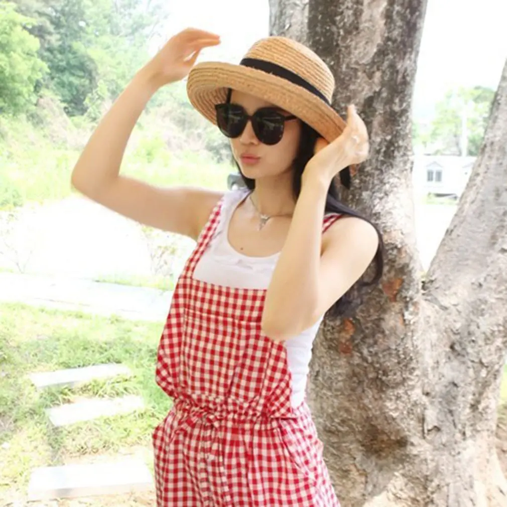 Шляпа от солнца Соломенная женская стильная пляжная шапка с бантом модная