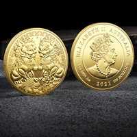 good luck to you chinese horse lion commemorative coin color elizabeth ii gold and silver coin embossed metal craft badge gift