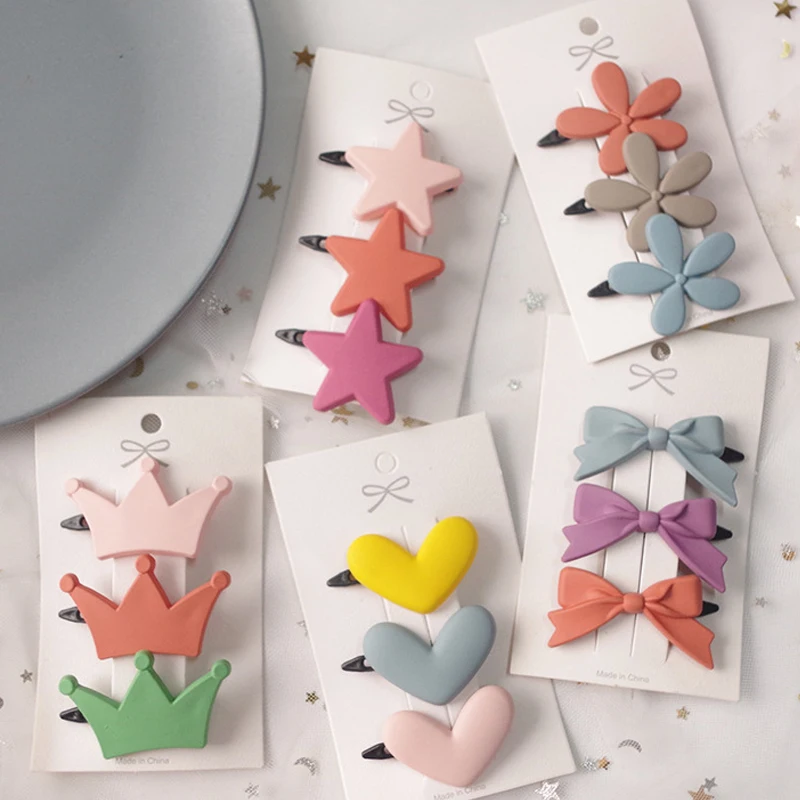 Заколки для волос карамельных цветов 3 шт./компл. зажимы с сердечками звездами