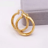 thick big classic circle round hoop huggie earrings yellow gold filled copper fashion women jewelry