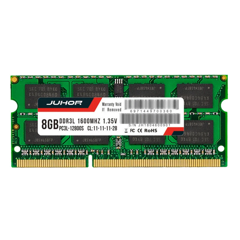

JUHOR RAM DDR3L 8G 1600 MHz 1.35V 204PIN PC3L-12800 Low Voltage Computer Game Memory Bar for Notebook Computers