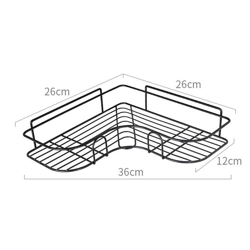 bathroom kitchen punch corner frame shower shelf wrought iron shampoo storage rack holder with suction cup bathroom accessories free global shipping