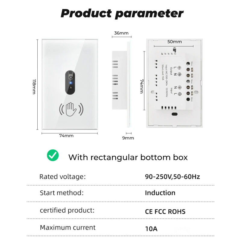 Умный настенный инфракрасный выключатель стеклянная панель с функцией