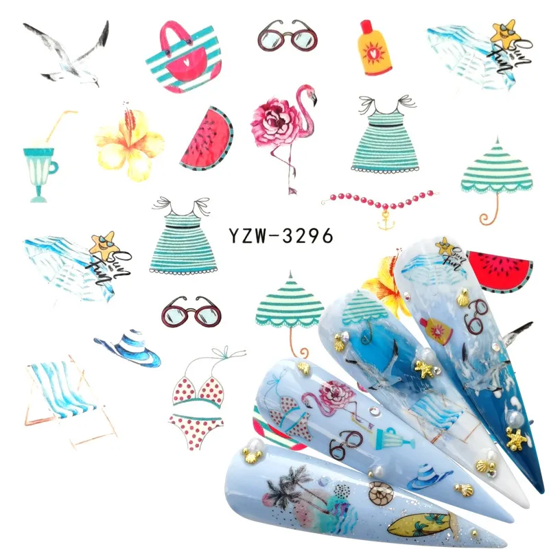 

2023 New Arrivial Comic Series Water Decal Animal Flower 3D Manicure Sticker Nail Water Sticker