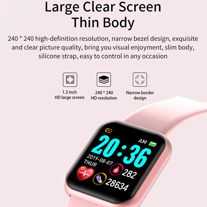 2021 New Y68 D20 Smart Watch Fitness Bracelet Tracker Heart Rate Monitor Pressure Bluetooth Smartwatch For IOS Android PK D13 |