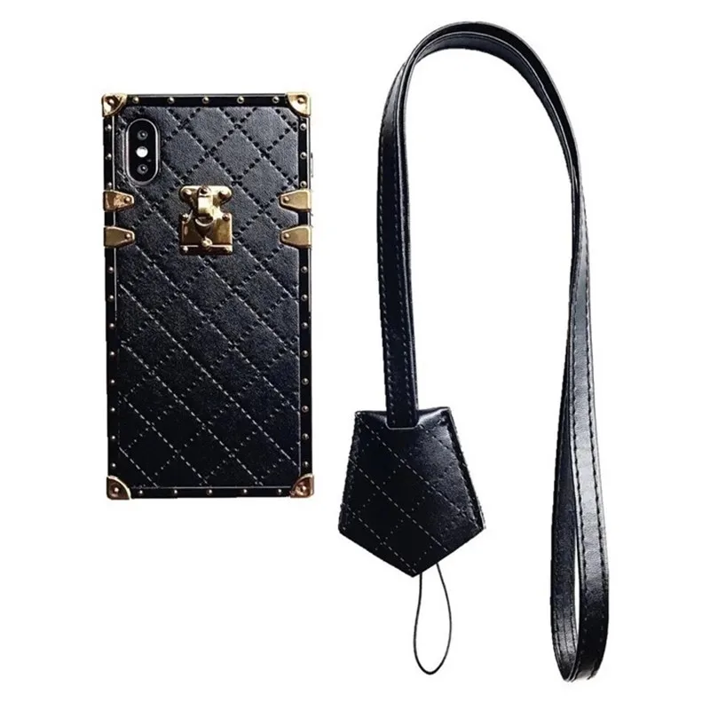 For iPhone 13 12 11 Pro XS MAX X XR 6 6S 8 7 Plus Luxury Square Leather Cover Samsung S8 S9 S10 S20FE Ultra Note 9 10 PRO | Мобильные