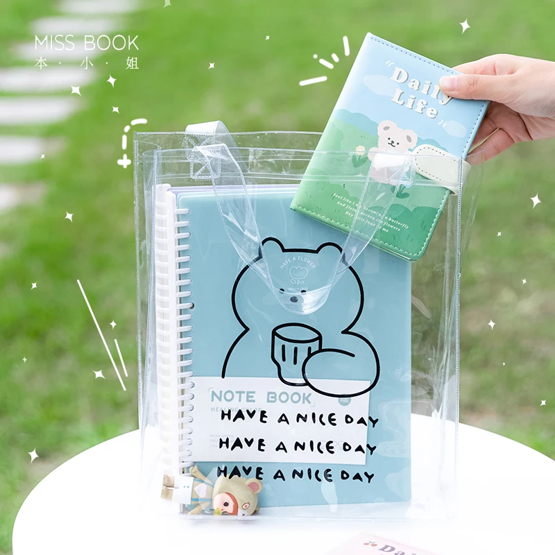 

W&G Kawaii PVC Handbag Cartoon Bear Transparent Large Capacity Shopping bag Beach Shoulder Bag
