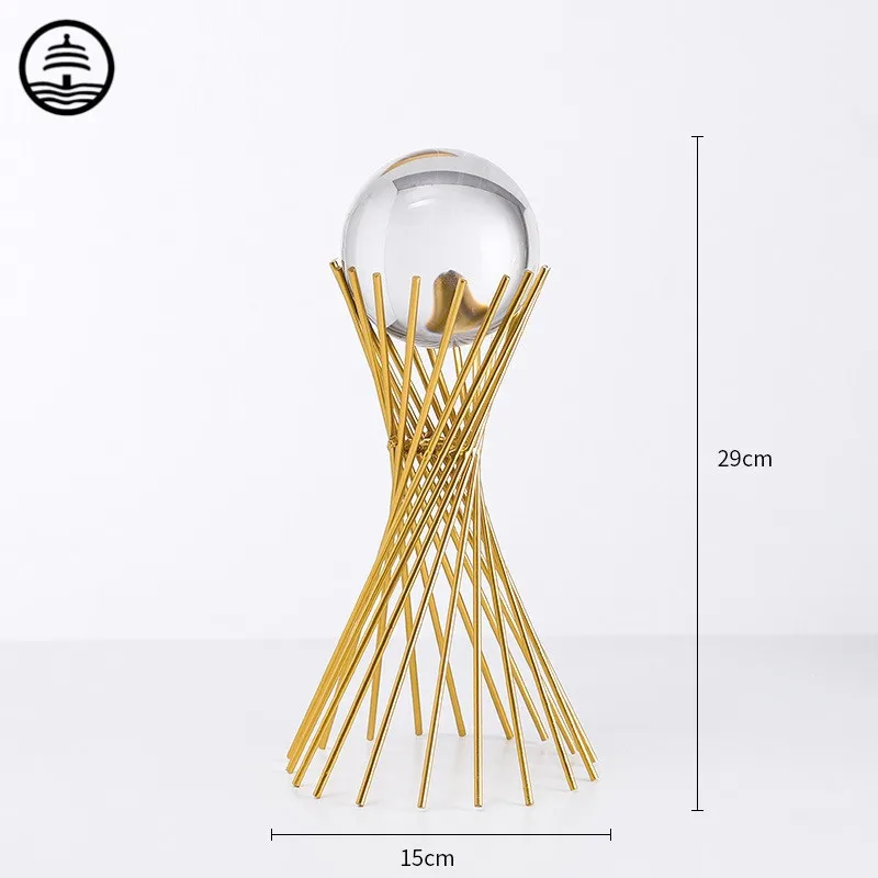 

Золотистый роскошный современный металлический хрустальный шар, ремесла, художественные скульптуры и статуя, скандинавский орнамент, аксе...