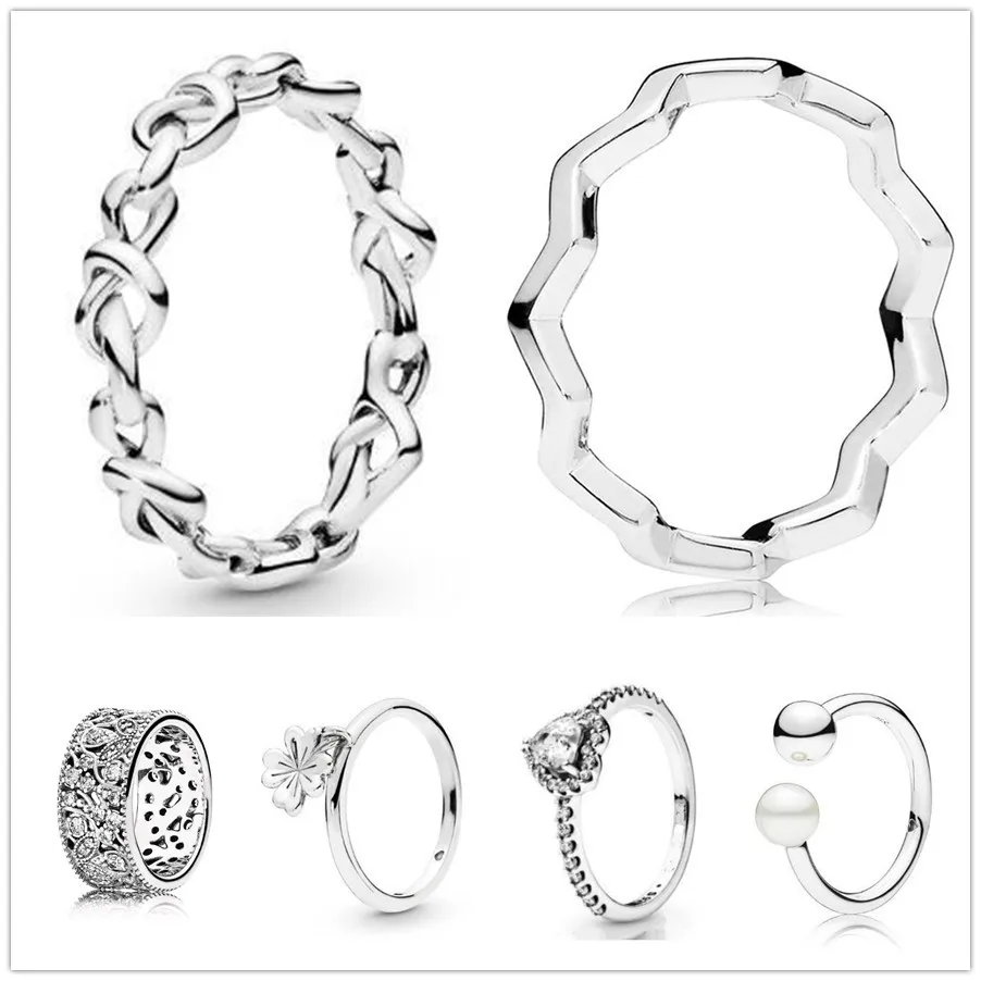 

Authentic 925 Sterling Silver Elevated Love Heart With Crystal Rings For Women Wedding Party Gift Europe pandora Jewelry
