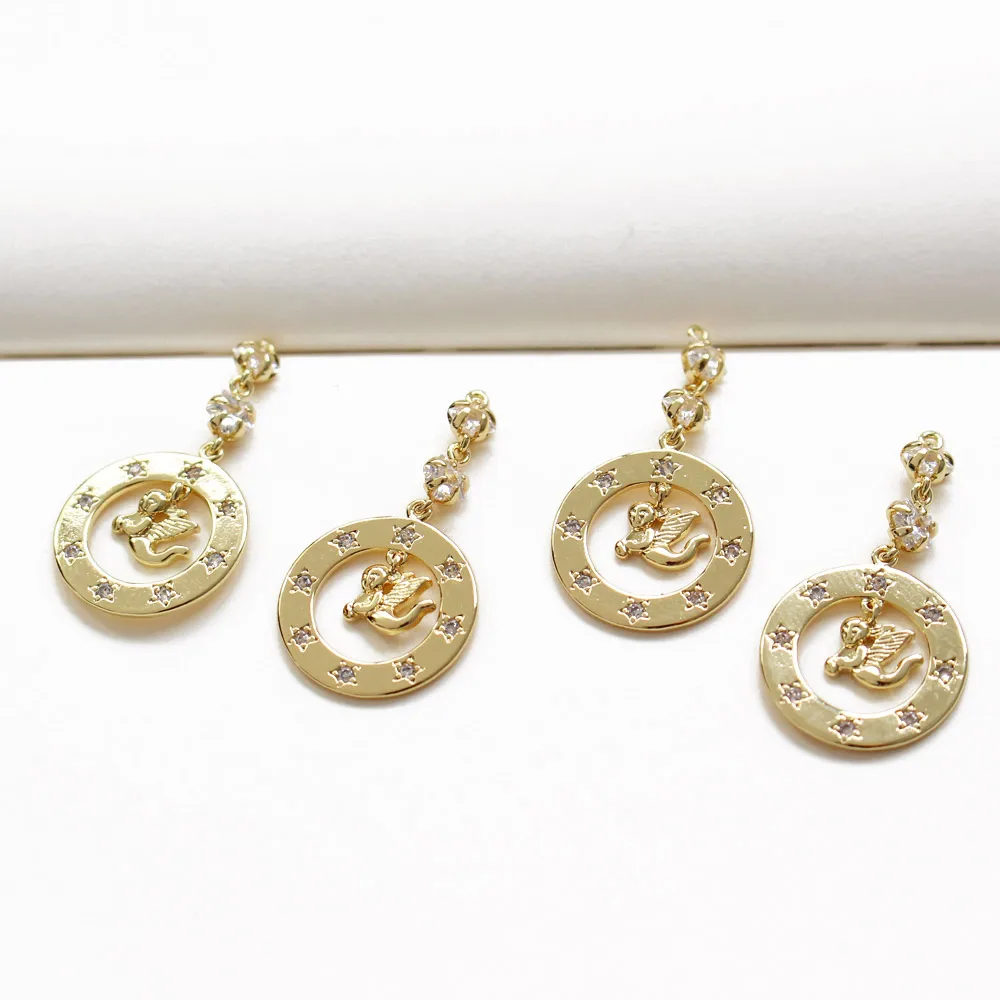 

2PCS 18K Gold Plated Angel Cupid Necklace Pendant Jewelry Findings And Charms Components Diy Earrings Supplies accessories