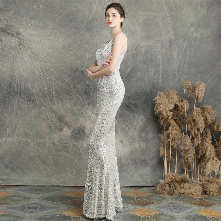 wei yin AE0191 robe de soiree 2020 Double-V Mermaid Long Evening Dress Prom Gowns Formal Party Elegant Luxury longue | Свадьбы и