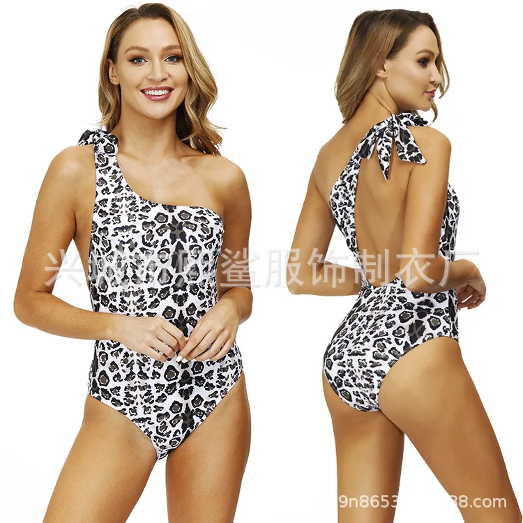 

One shoulder strap sexy bikini leopard bikini straight bikini new backless swimsuit for women
