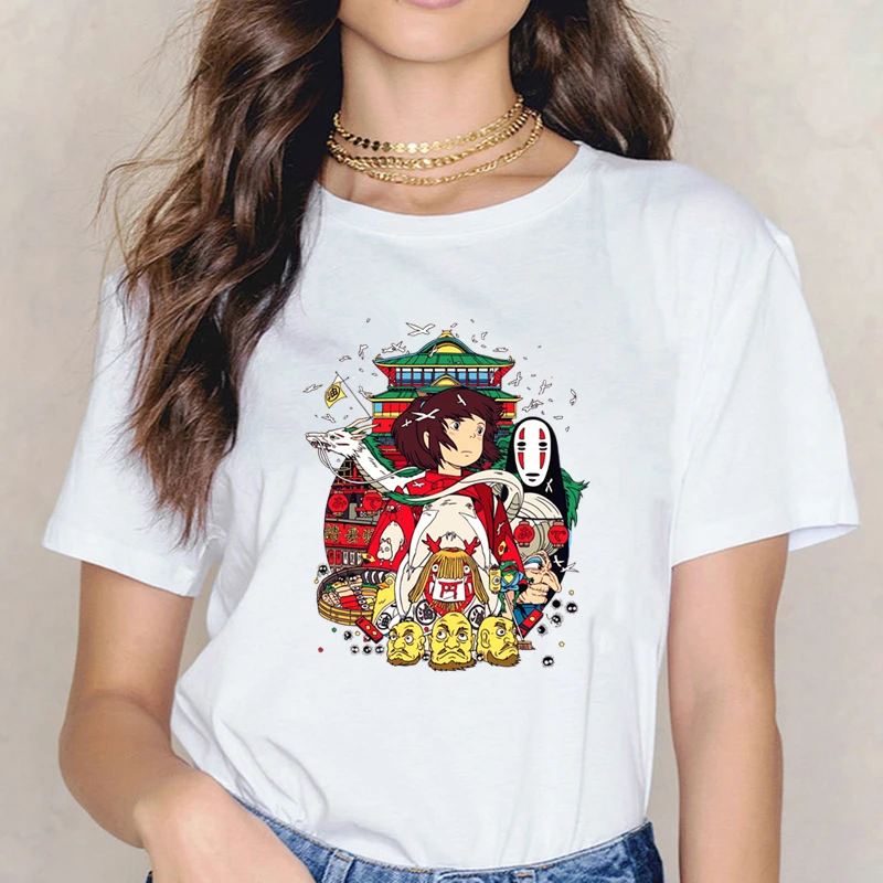 

Spirit Away Studio Ghibli Femme Japanese Cartoon Anime T Shirts Summer Casual Women's T-shirt Short Sleeve Female Tops Tees