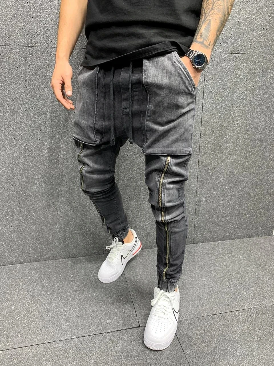 

Men Jeans 2021 Fashionable Casual Sports Personalized Wash Joggers Jeans pants denim