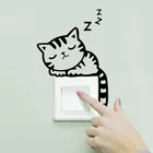 Смешные стикеры сделай сам в виде спящего кота переключатель в виде собаки, наклейки на стену, украшение для дома, спальни, гостиной, гостиной