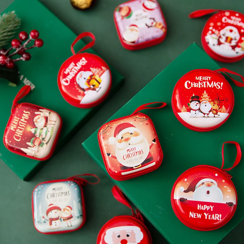 

4 Pcs Cute Christmas Coin Purse Boys Girls Santa Wallet Earphone Organizer Kids Christmas Gift New Year Decor Home Decoration