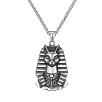 2022 long stainless steel patron saint pendant necklace cat pendant necklace vintage punk jewelry cross necklace