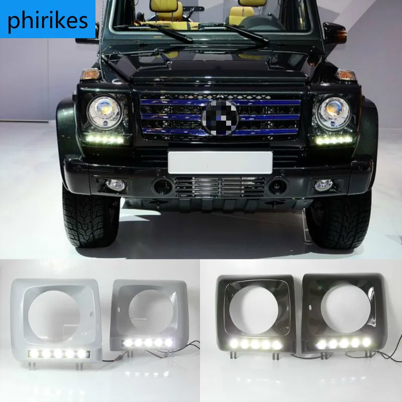 

1 Set DRL LED For Mercedes Benz G500 G55 G63 W463 1990-2016 Fog Lamp Cover Frame Daytime running lights