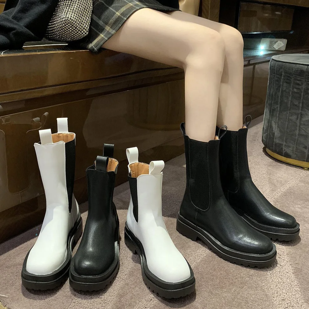 Женские ботильоны на массивном каблуке женская обувь Осень зима дизайнерские