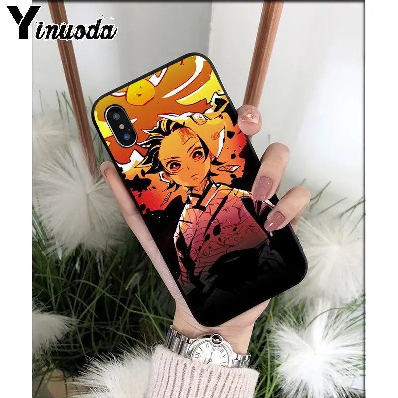 Yinuoda аниме Demon Slayer Kimetsu no Yaiba TPU мягкий черный чехол для телефона Apple iPhone 8 7 6 6S Plus X XS MAX 5 5S SE XR