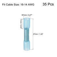 uxcell heat shrink wire connectors wire crimp connectors blue for 16 14 awg 35pcs
