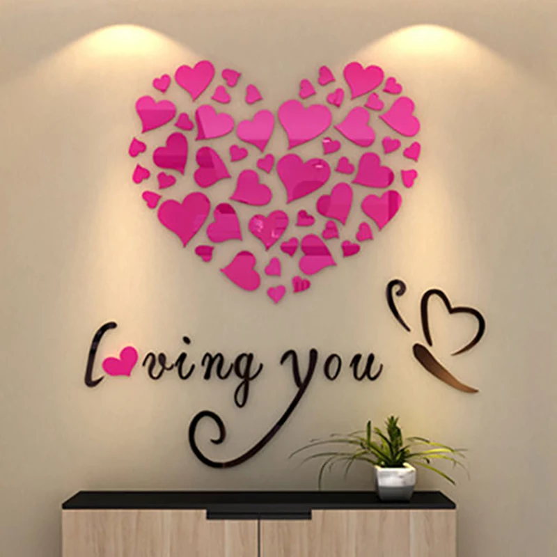 Современные DIY 3D декоративные зеркала мини-платье с надписью Love декор Цитата
