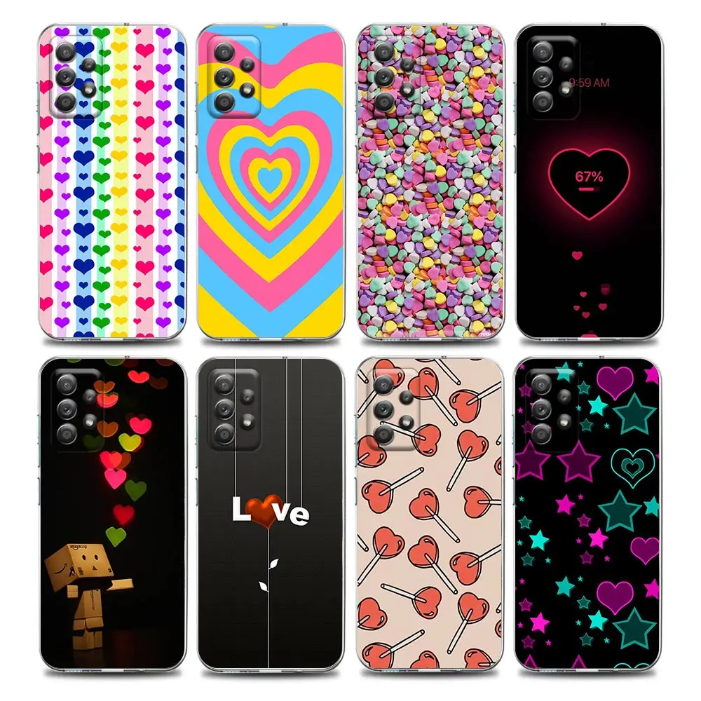 

Heart Circle Images Clear Phone Case for Samsung A01 A02s A11 A12 A21 S A31 A41 A32 A51 A71 A42 A52 A72 Soft Silicon