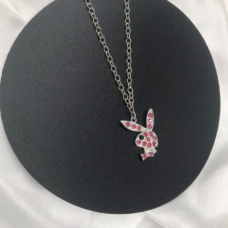 Готический цепи ожерелье серебро Цвет с украшением в виде кристаллов кроликов