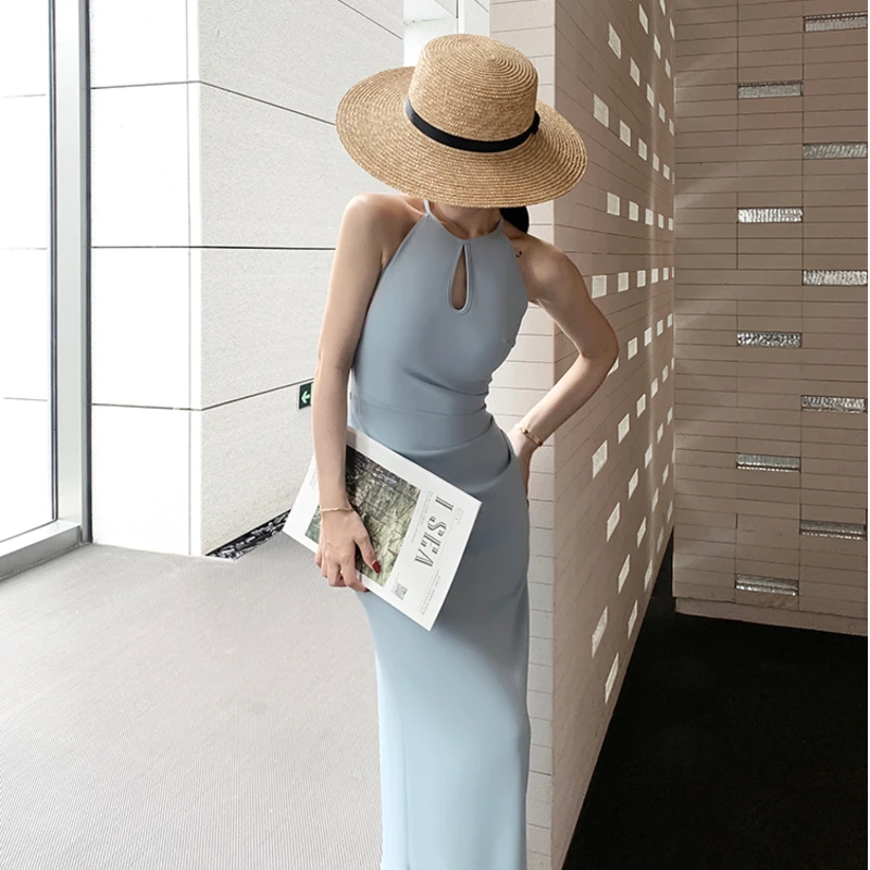 

Summer Elegant Women Red Strapless Dress Korean Dress Slim Fit Sleeveless Blue Vintage Bodycon Strap Dress Female Vestidos