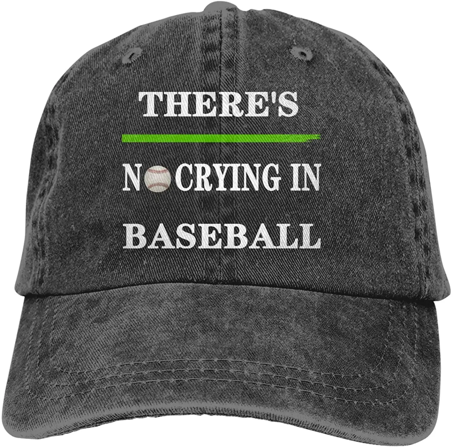 

There's No Crying in Baseball Sports Denim Cap Adjustable Unisex Plain Baseball Cowboy Snapback Hat