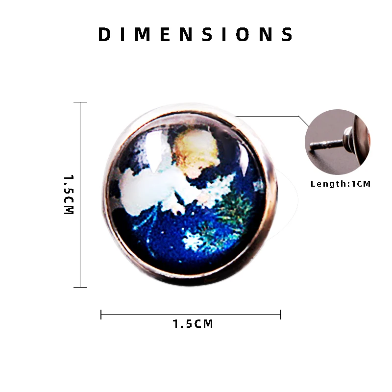 Модные 2019 серьги гвоздики в рождественской тематике с узором стеклянные