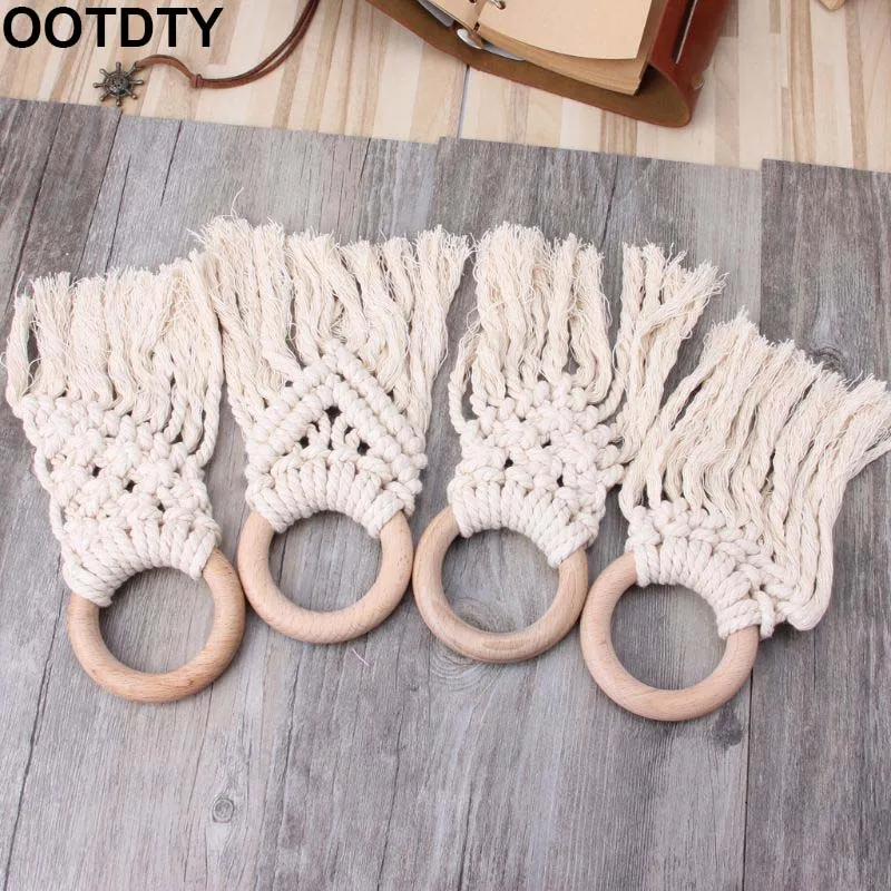 Ручной работы натуральный деревянный крючком кисточкой браслет для