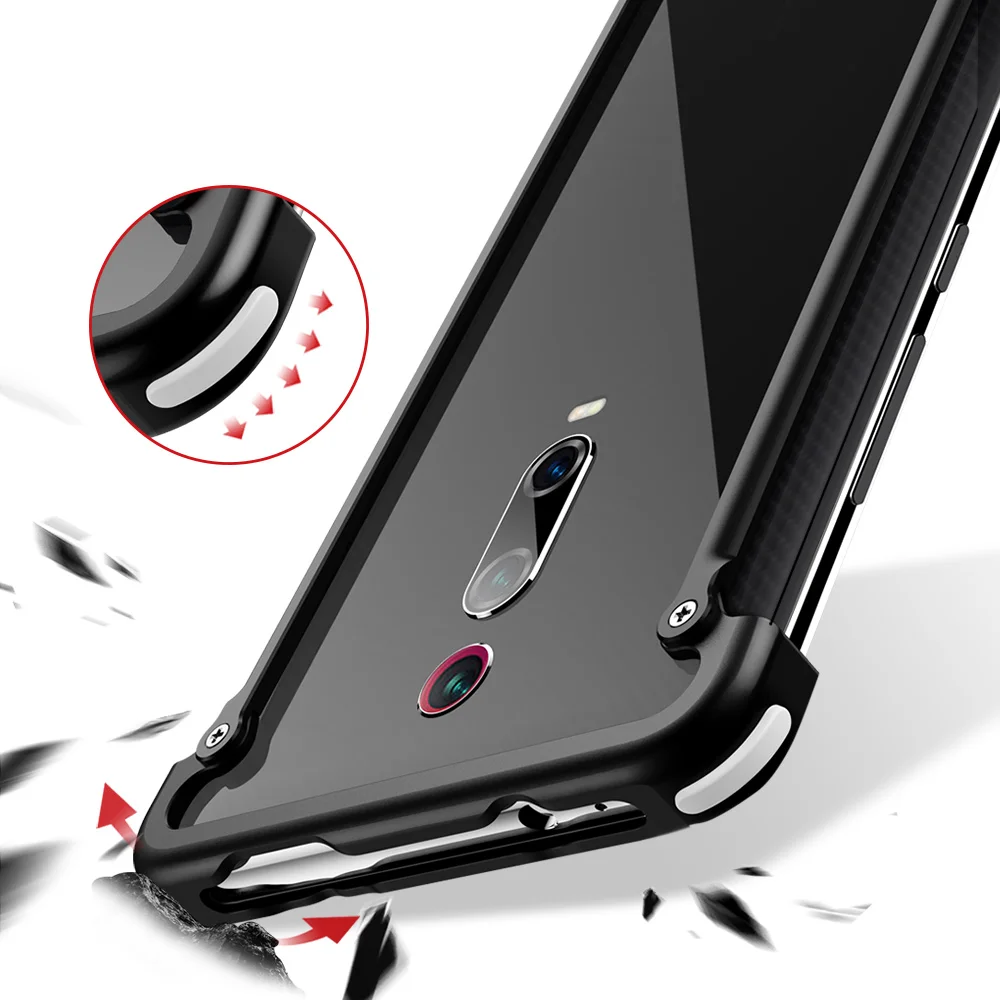 OATSBASF Airbag Bumper Metal Case For Xiaomi Redmi K20 Personality Cover Pro |
