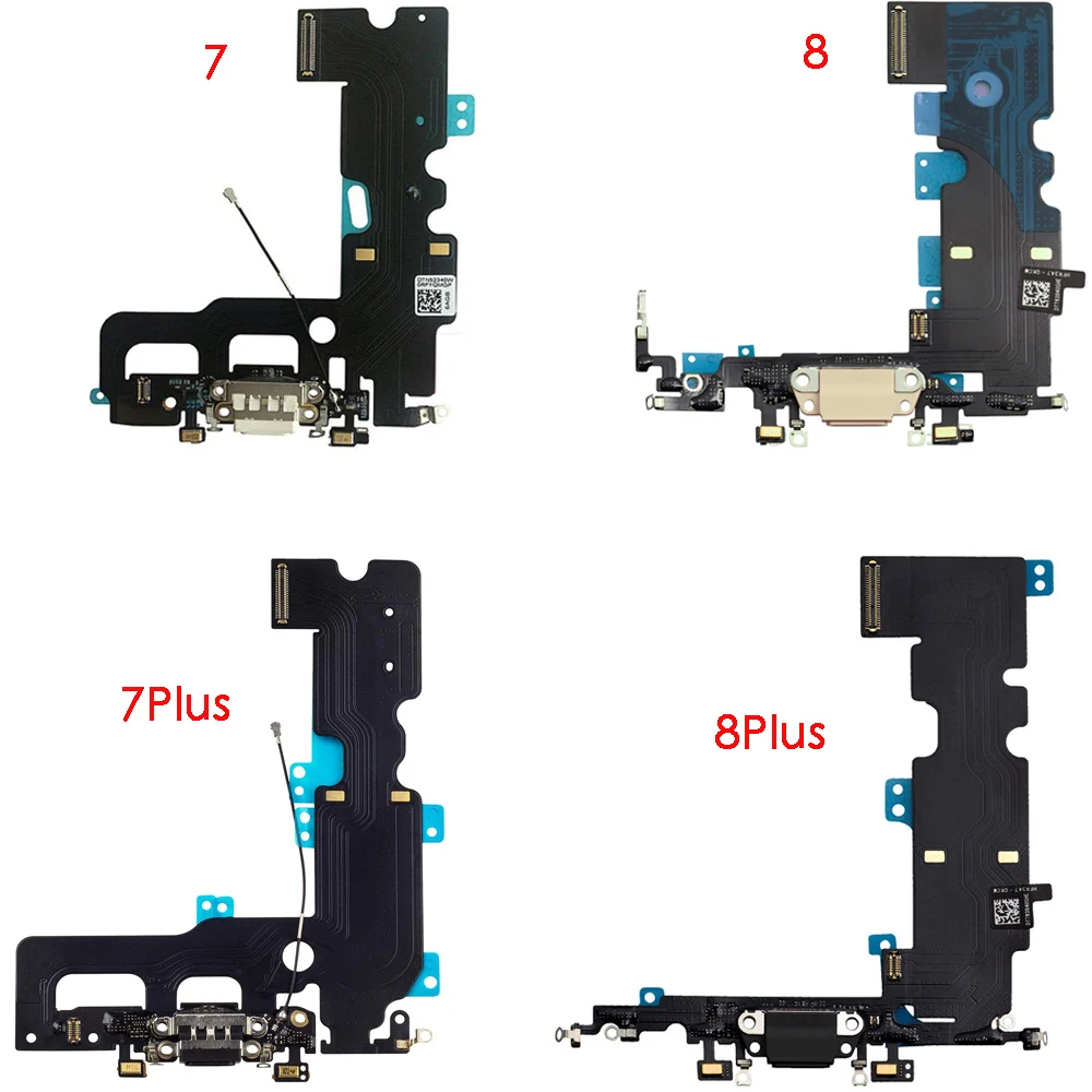 

USB Charging Port Dock Connector Flex Cable Microphone Replacement for iPhone 7 7Plus 8 Plus With Screen Waterproof Tape