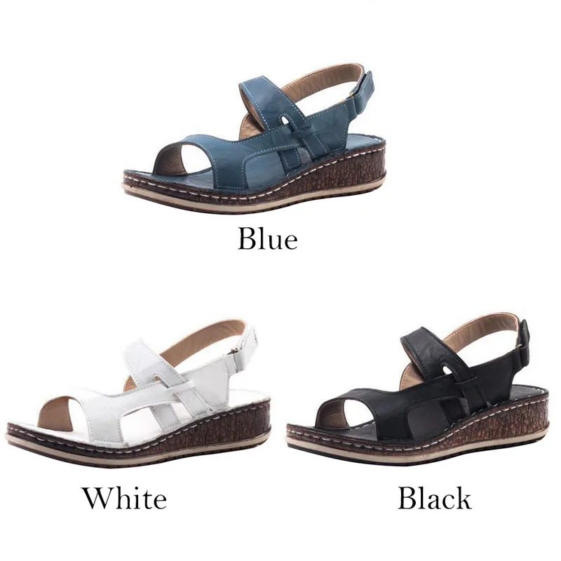 

Women Sandals Summer Wedges Peep Toe Female Shoes Back Adujustable Strap Solid Color Confort Casual Sandals Girl Shoes