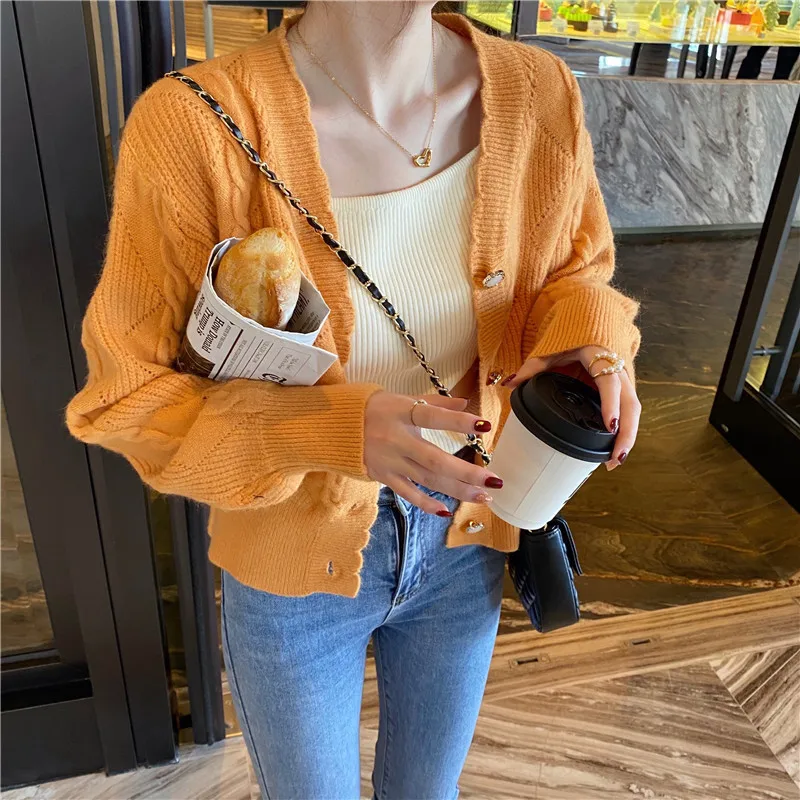 

Spring and autumn models 2021 new Korean sweater women loose lace collar top striped sweater coat all-match casual