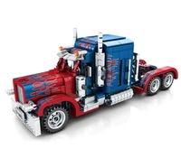 high tech city new peterbilt heavy container truck building blocks classic pull back car long head truck blocks toys for boys