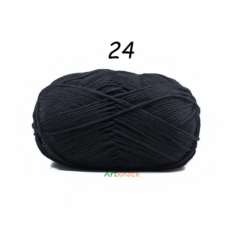 24 1PC 50 г хлопковая пряжа Органическая пряжа для вязания вязанных свитеров носки 24 цвета крючком иглы № 2 - Цвет: 24 1PC