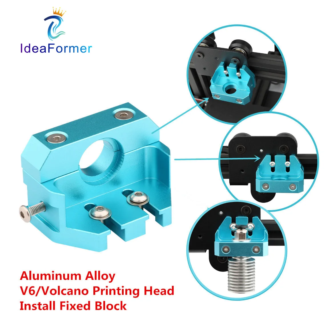 

Aluminum Alloy V6/Volcano Print Head Install Fixed Block For CR-10 CR10S ENDER-3 ENDER-3 PRO ENDER 5 ENDER-5 PRO E3D Type Hotend