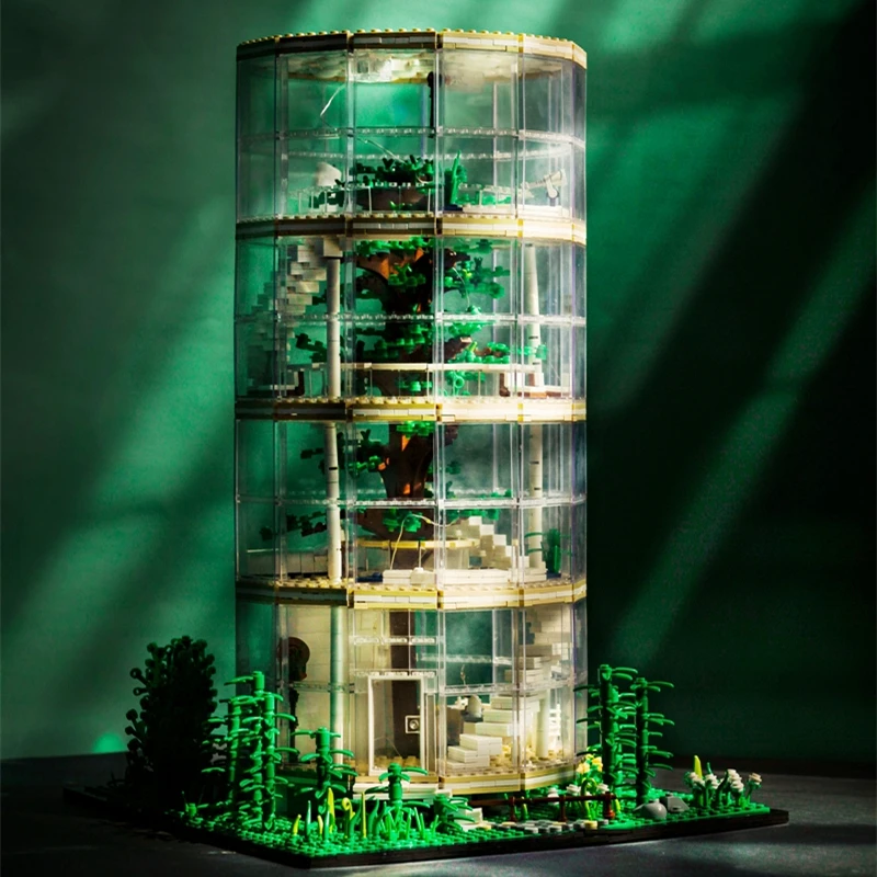 

IN STOCK Creativity Tree In The House Glass Model Street View Free Light IDEAS MOC Accessories Building Blocks Bricks Toys Gifts