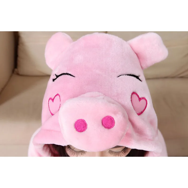 Kigurumi Women's Pajamas Free Shipping Pink Pig Flannel Clothing Warm Onesie Soft Overalls Girl Funny Cosplay Jumpsuits