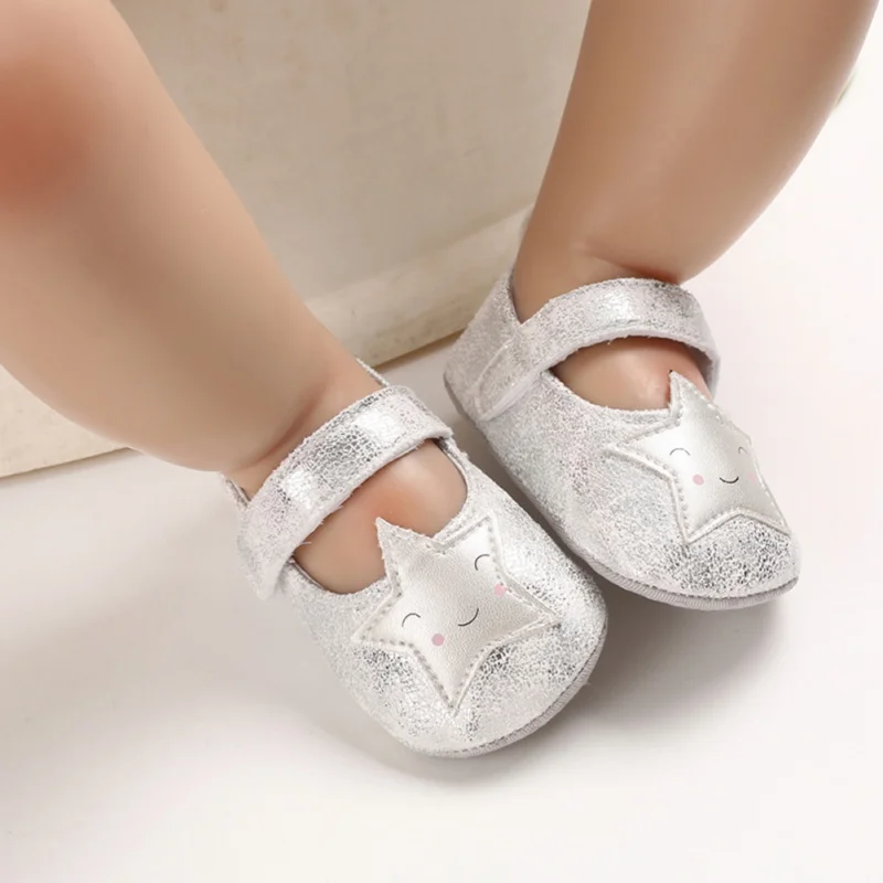 

0-18M Baby Girl Shoes Star Print Anti-Slip Casual Baby Shoes Toddler Soft Soled Princess Walking Shoes