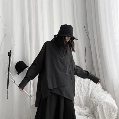 Женская Асимметричная рубашка с длинным рукавом свободного покроя | одежда