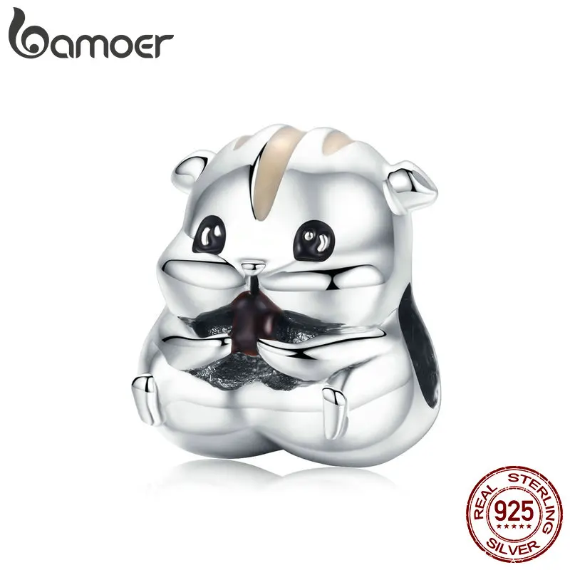 BAMOER, коллекция животных, 925 пробы, серебро, прекрасный хомяк, бусины, подходят для браслетов и браслетов, сделай сам, изготовление ювелирных изделий SCC1133