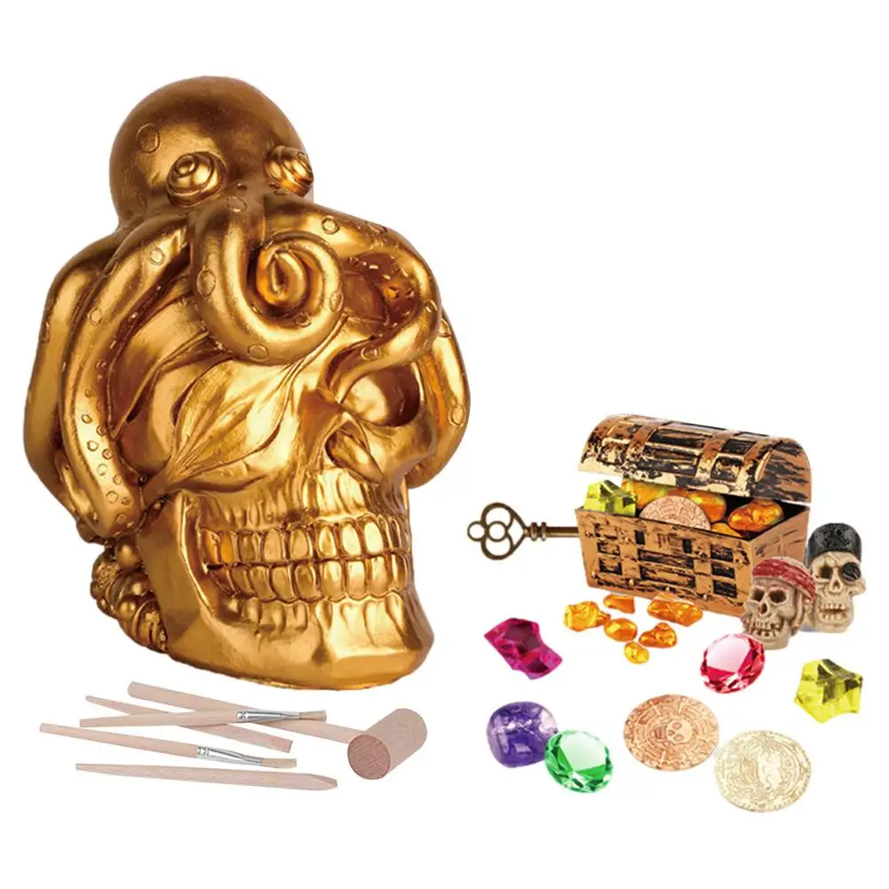 

Pirate Gems Dig Kits Toys - Treasure Excavation Kits - Gems Coins Brick Excavating Toys For Boys Girls Birthday Educational Gi