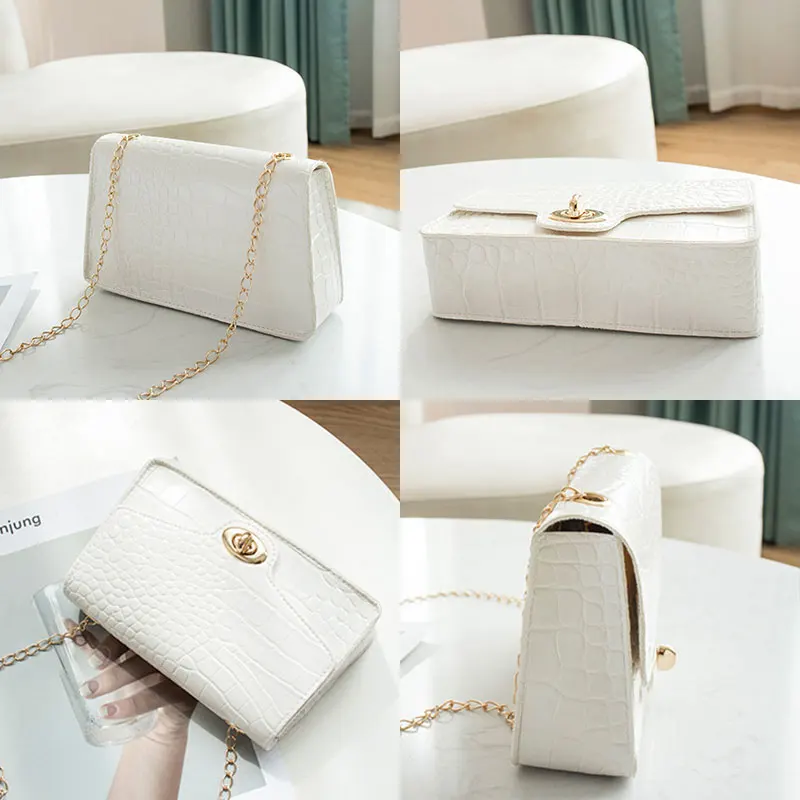 

Fashion Crocodile Pattern Shoulder Bag Women Chain Bag Luxury Designs Solid Color PU Leather Phone Bag Crossbody Messenger Bag